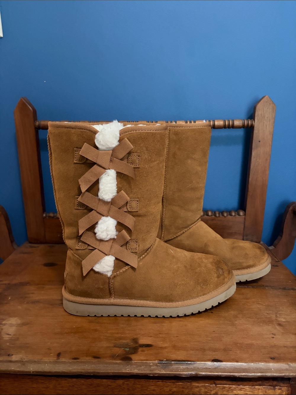 Koolaburra by UGG Chestnut Suede Faux-Shearling Lace-Up Slippers